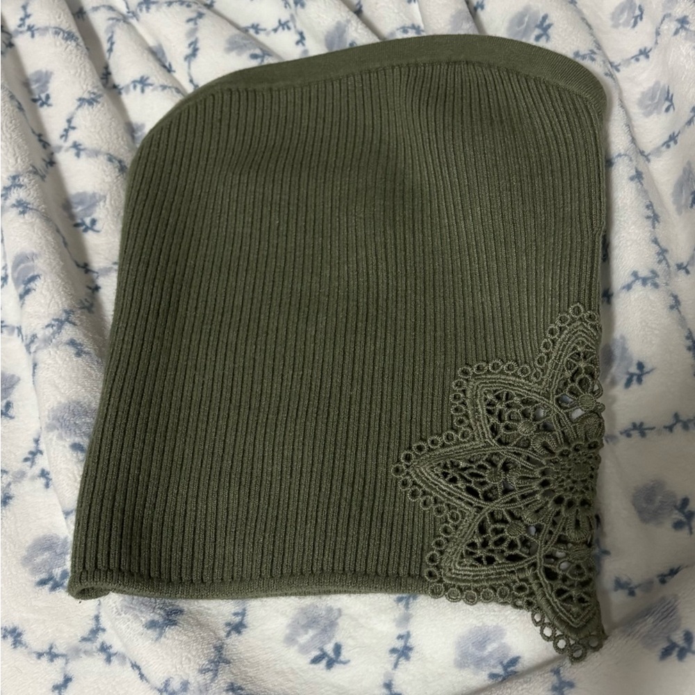 Aerie Green Sweater Ribbed Tube Top